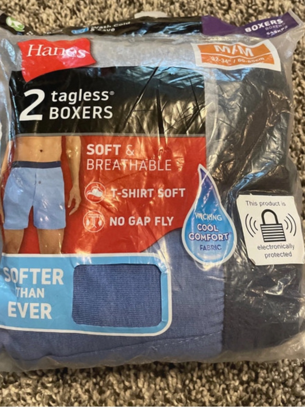 Hanes Men’s Tagless Boxer Briefs - Blue & Black (2 Pack)